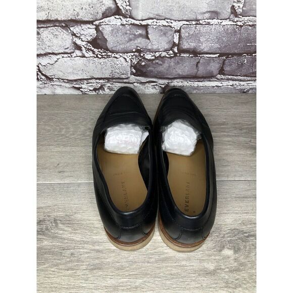 Everlane The Modern Black Leather Slip On Pointed Toe Loafers Women Sz 10M US/41 - Picture 6 of 16